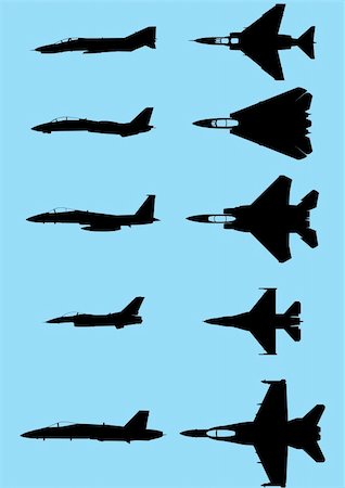 plane silhouette side - The modern US fighters silhouettes Stock Photo - Budget Royalty-Free & Subscription, Code: 400-05062257