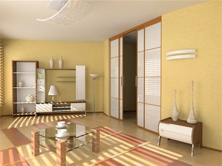design of the modern hotel interior (3D rendering) Foto de stock - Super Valor sin royalties y Suscripción, Código: 400-05062744