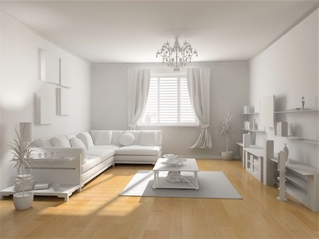 the classic blank interior with beautiful parquet (3D) Foto de stock - Super Valor sin royalties y Suscripción, Código: 400-05062754