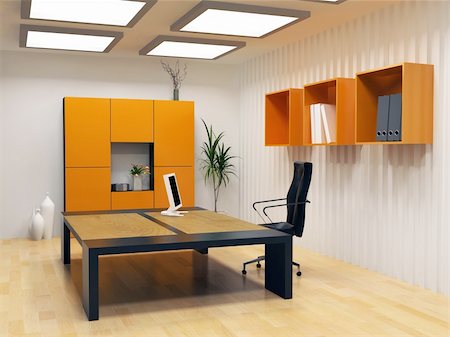 person and computer and cad - modern interior design of cabinet boss room(3D render) Stock Photo - Budget Royalty-Free & Subscription, Code: 400-05062758