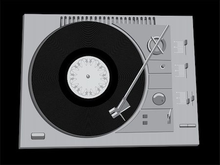 dj spinning vinyl - Vector image of a vinyl DJ's deck. Stock Photo - Budget Royalty-Free & Subscription, Code: 400-05062835