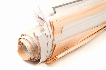 simsearch:400-05901369,k - Roll of Newspapers on White Background Stock Photo - Budget Royalty-Free & Subscription, Code: 400-05062926