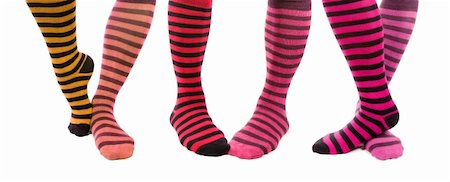 socks and floor and leg - Colorful Zebra Foots. Different types of women sport socks. Stock Photo - Budget Royalty-Free & Subscription, Code: 400-05062939