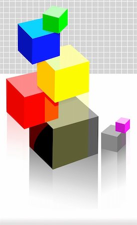 simsearch:400-04571193,k - Illustration of different colour cubes Foto de stock - Super Valor sin royalties y Suscripción, Código: 400-05063125