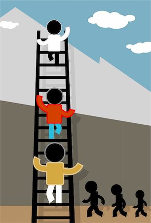 simsearch:400-04571193,k - Illustration of people climbing the wall through ladder Foto de stock - Super Valor sin royalties y Suscripción, Código: 400-05063126