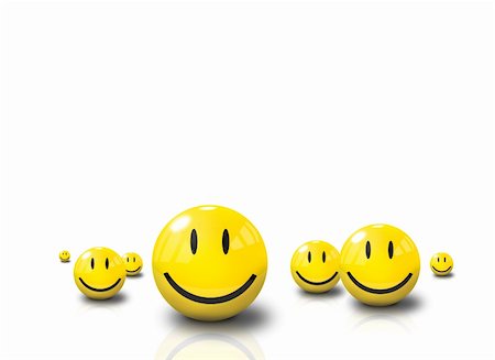 3D Happy Smiliey Faces on white background Stock Photo - Budget Royalty-Free & Subscription, Code: 400-05074333