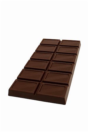 schokoladensüchtig - Tasty dark chocolate on a white background Stockbilder - Microstock & Abonnement, Bildnummer: 400-05074579