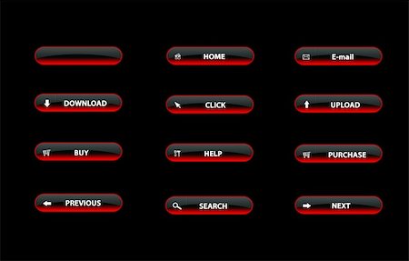 red  neon web buttons, black background Foto de stock - Royalty-Free Super Valor e Assinatura, Número: 400-05075262