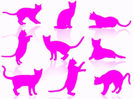 simsearch:400-05101651,k - Illustration about funny cats silhouette in typical poses Photographie de stock - Aubaine LD & Abonnement, Code: 400-05075436