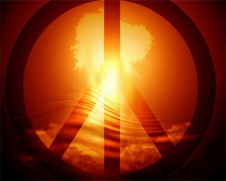 simsearch:400-05150602,k - Bright nuclear explosion with added peace symbol Stock Photo - Budget Royalty-Free & Subscription, Code: 400-05075673
