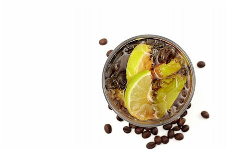 Refreshment Highball Drink made of Rum, Vodka, Gin, Tequila, Cola, Lemon and Coffee Crop. Isolated on White Background. Stock Photo - Budget Royalty-Free & Subscription, Code: 400-05075936