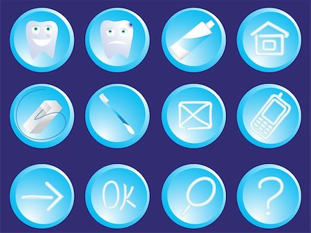 Stomatologic icons of the button - a tooth, a tooth-paste, a string in a vector Stock Photo - Budget Royalty-Free & Subscription, Code: 400-05075945