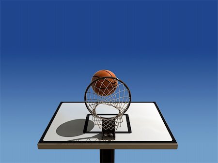 Basketball in air over hoop - rendered in 3d Stock Photo - Budget Royalty-Free & Subscription, Code: 400-05076100