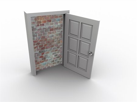 A door blocked by a wall - 3d render Foto de stock - Super Valor sin royalties y Suscripción, Código: 400-05076297