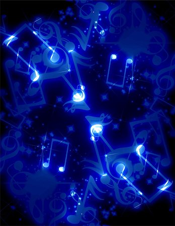 simsearch:400-05076366,k - musical notes with sparkles on a blue background Stockbilder - Microstock & Abonnement, Bildnummer: 400-05076350