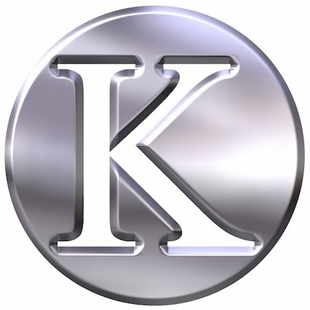 simsearch:400-04133200,k - 3d silver letter K isolated in white Stock Photo - Budget Royalty-Free & Subscription, Code: 400-05076635