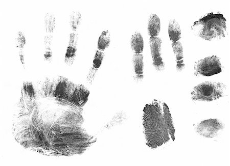 simsearch:696-03398808,k - Black silhouettes of prints of fingers. Object over white Photographie de stock - Aubaine LD & Abonnement, Code: 400-05077050