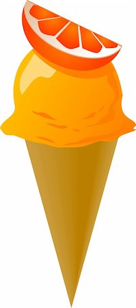 simsearch:400-06700827,k - Fancy decorated ice cream cone orange flavor, illustration Stock Photo - Budget Royalty-Free & Subscription, Code: 400-05078138