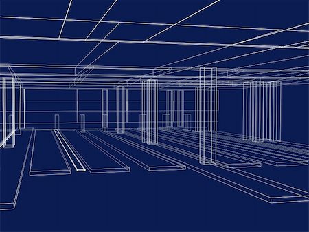 simsearch:400-05243756,k - 3d abstract sketch of an interior. Object over blue Photographie de stock - Aubaine LD & Abonnement, Code: 400-05078299