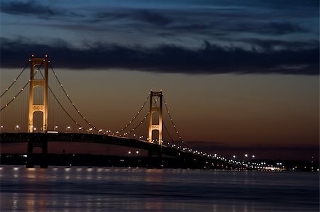 steel industry at night - mackinaw bridge at night great colors cloudy sky Stock Photo - Budget Royalty-Free & Subscription, Code: 400-05078291