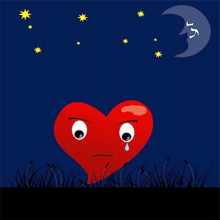 Lonely Heart alone in the dark night Stock Photo - Budget Royalty-Free & Subscription, Code: 400-05078781