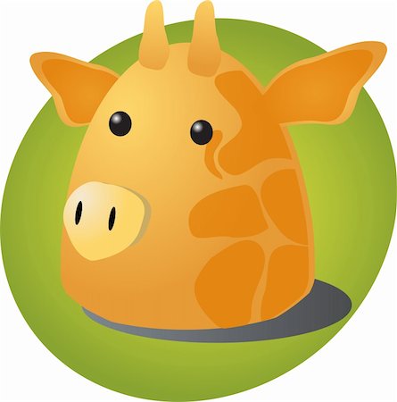 simsearch:400-04186391,k - Cartoon head of a giraffe, cute animal illustration Stock Photo - Budget Royalty-Free & Subscription, Code: 400-05079618