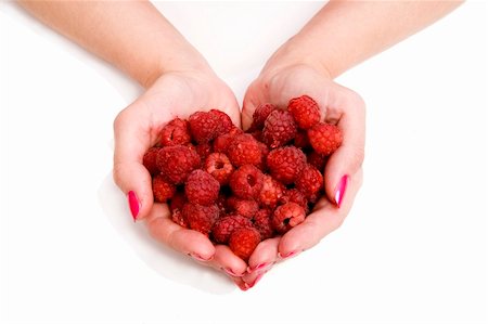 raspberry fingers - Whole woman palms of raspberries in  heart figure Stock Photo - Budget Royalty-Free & Subscription, Code: 400-05079972