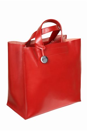 simsearch:400-04492880,k - Red leather bag on a white background Photographie de stock - Aubaine LD & Abonnement, Code: 400-05070088