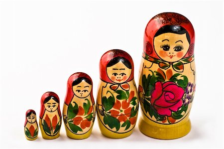 russian dolls - Arrangement of nesting Russian dolls against an isolating background Stock Photo - Budget Royalty-Free & Subscription, Code: 400-05071382