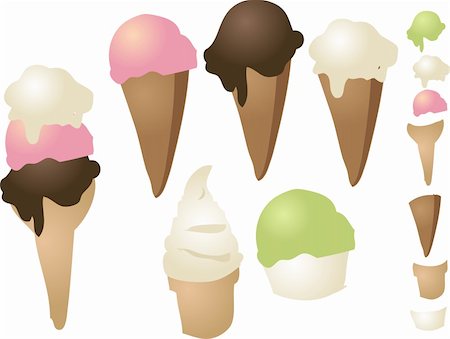 strawberry ice cream images cone - Ice cream cones, Mix and match various cones and flavors Stock Photo - Budget Royalty-Free & Subscription, Code: 400-05071437