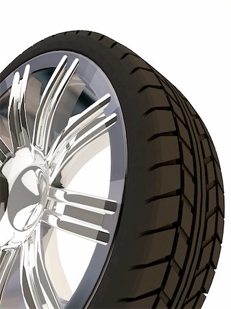 simsearch:400-05358730,k - Brand new tyre, 3d rendering of car wheel, isolated on white. Foto de stock - Royalty-Free Super Valor e Assinatura, Número: 400-05071593