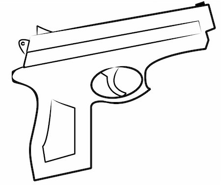 outline of hand gun isolated on white Stock Photo - Budget Royalty-Free & Subscription, Code: 400-05072188
