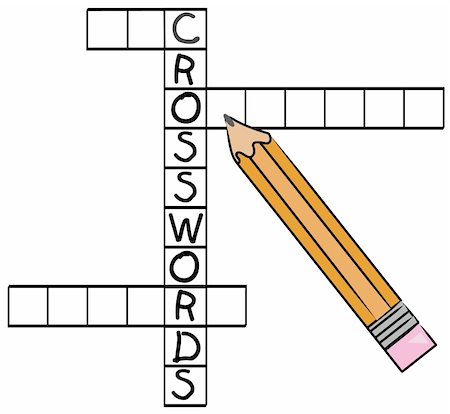 simsearch:600-02659564,k - orange pencil filling in crossword puzzle Fotografie stock - Microstock e Abbonamento, Codice: 400-05072189