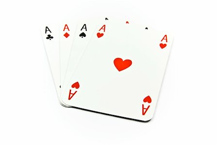 Four aces of cards isolated on white background Stock Photo - Budget Royalty-Free & Subscription, Code: 400-05072599