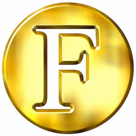 simsearch:400-04876478,k - 3d golden letter F isolated in white Stock Photo - Budget Royalty-Free & Subscription, Code: 400-05072884