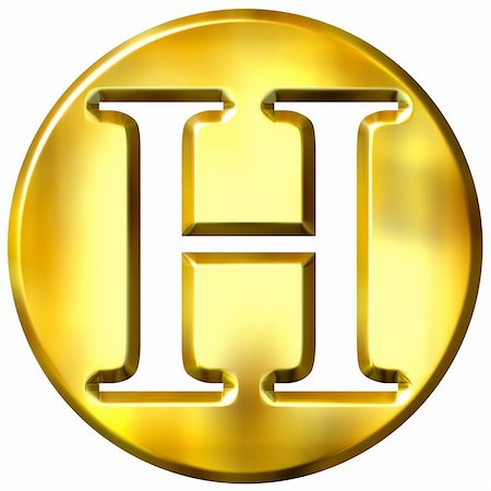 3d golden letter H isolated in white Stock Photo - Budget Royalty-Free & Subscription, Code: 400-05072886