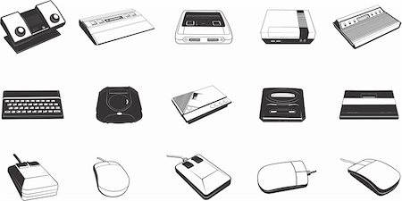 Collection of smooth vector EPS illustrations of various retro IT technology Stock Photo - Budget Royalty-Free & Subscription, Code: 400-05073109