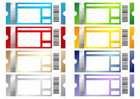 Event tickets of many colors with copy space isolated over white Foto de stock - Super Valor sin royalties y Suscripción, Código: 400-05073240