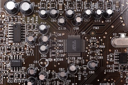 Close up on a dark and mysterious circuit board. Stockbilder - Microstock & Abonnement, Bildnummer: 400-05073378