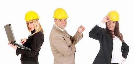 smiling industrial workers group photo - business team and construction worker on white background Stock Photo - Budget Royalty-Free & Subscription, Code: 400-05073658