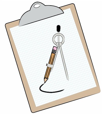 simsearch:400-04206563,k - clipboard w graph paper compass and pencil Stock Photo - Budget Royalty-Free & Subscription, Code: 400-05073758