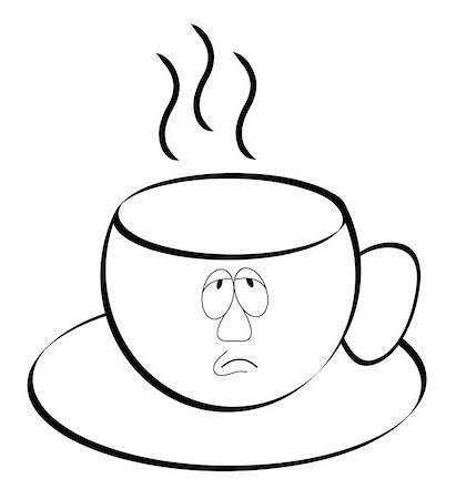 simsearch:400-04554624,k - coffee or tea mug outline with exhausted face Stock Photo - Budget Royalty-Free & Subscription, Code: 400-05073759