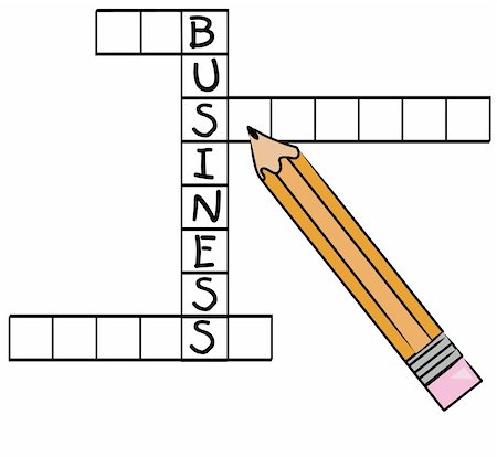 simsearch:600-02659564,k - pencil filling in the word business on crossword puzzle Fotografie stock - Microstock e Abbonamento, Codice: 400-05073764