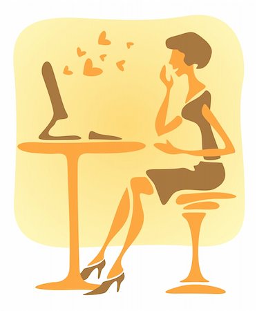 The modern woman reads the love message on a computer. Stock Photo - Budget Royalty-Free & Subscription, Code: 400-05073805