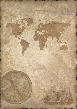 Background - old paper with compass and map. Photographie de stock - Aubaine LD & Abonnement, Code: 400-05073831