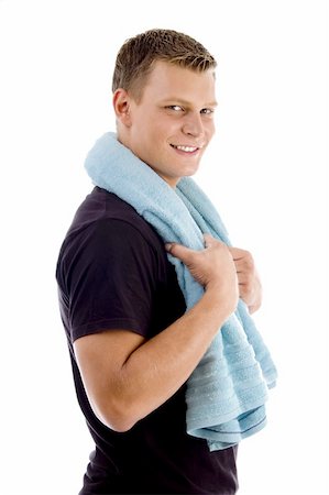 simsearch:400-05082999,k - side view of handsome male holding towel with white background Stock Photo - Budget Royalty-Free & Subscription, Code: 400-05084008