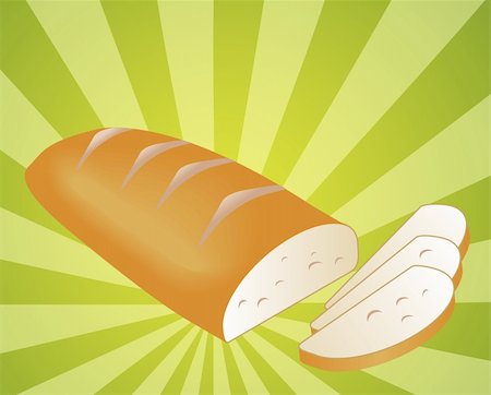 Illustration of a sliced loaf of bread on radial burst background Photographie de stock - Aubaine LD & Abonnement, Code: 400-05084083