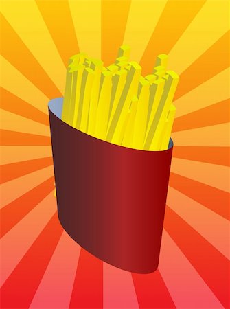 simsearch:400-05084135,k - French fries illustration, fried potatoes in fastfood packet Stock Photo - Budget Royalty-Free & Subscription, Code: 400-05084135