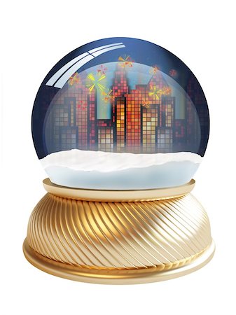 simsearch:400-04551895,k - 3D render of snow globe with city lights inside Fotografie stock - Microstock e Abbonamento, Codice: 400-05084952