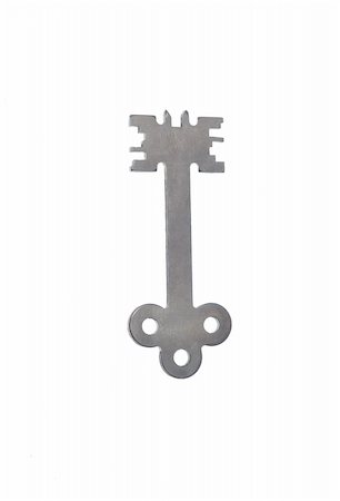 simsearch:400-07338365,k - unic steel modern key on white background 2 Fotografie stock - Microstock e Abbonamento, Codice: 400-05085035